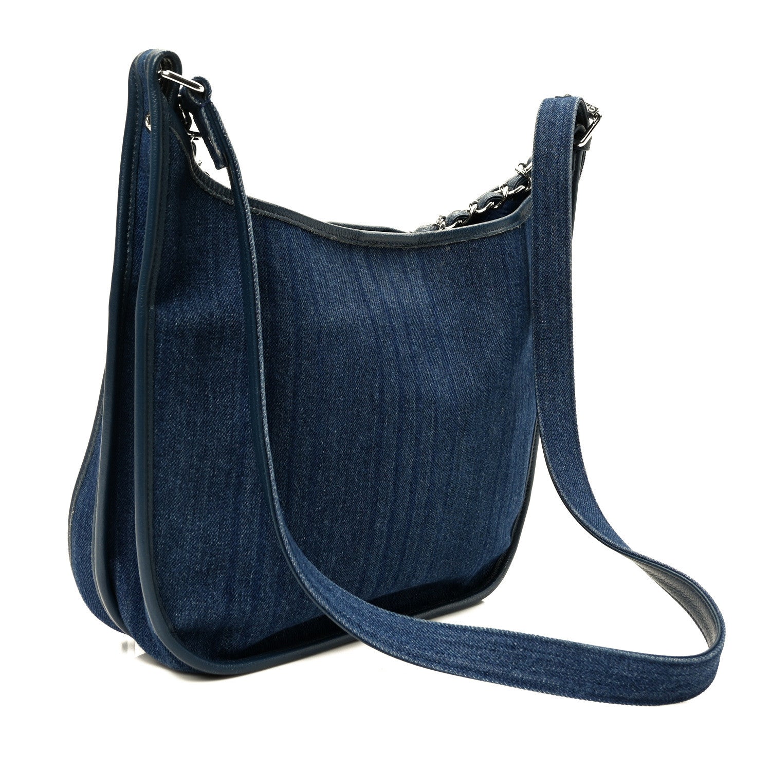 Chanel Denim Quilted Jungle Stroll Hobo Blue 3 of 10