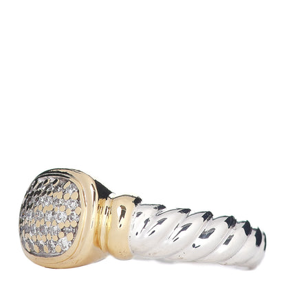 David Yurman Sterling Silver 18K Yellow Gold Diamond 10mm Noblesse Ring 53 6.5 3 of 5