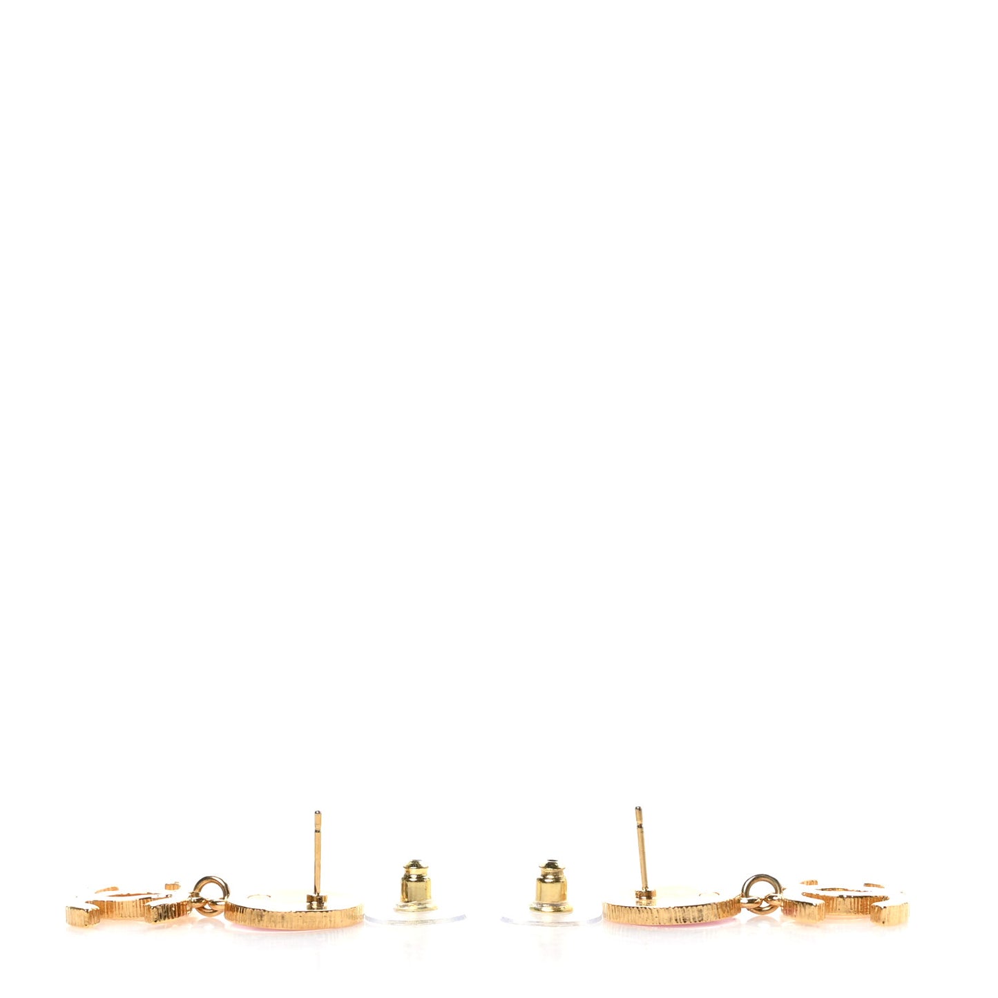 Metal Resin Disc CC Drop Earrings Gold Pink