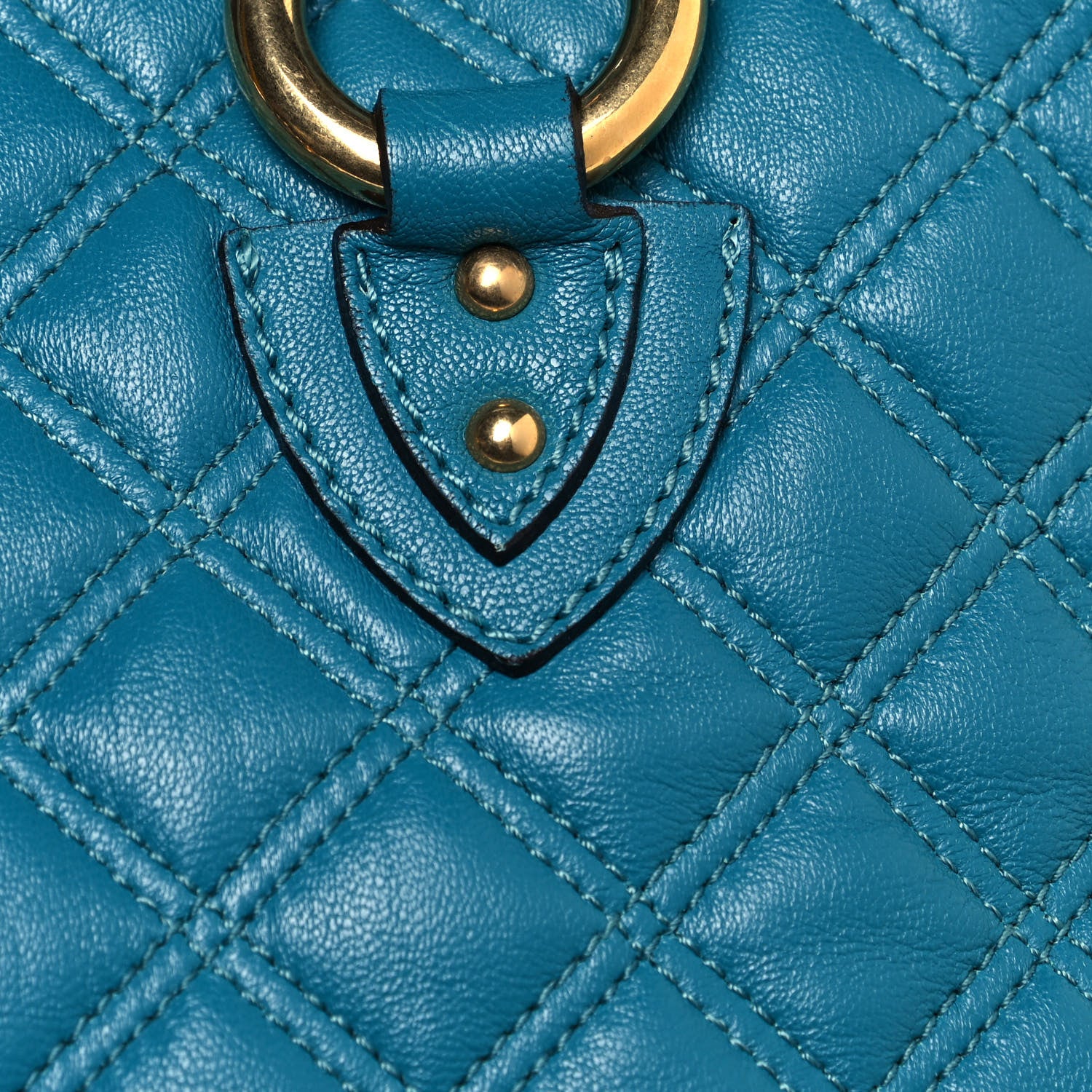 Marc Jacobs Calfskin Quilted Rio Satchel Tote Bag Turquoise 9 of 11