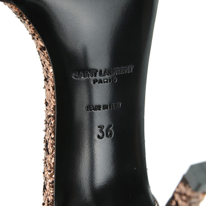 Saint Laurent Glitter Grosgrain Jane 100 Bow Ankle Strap Sandals 36 Bronze 6 of 7