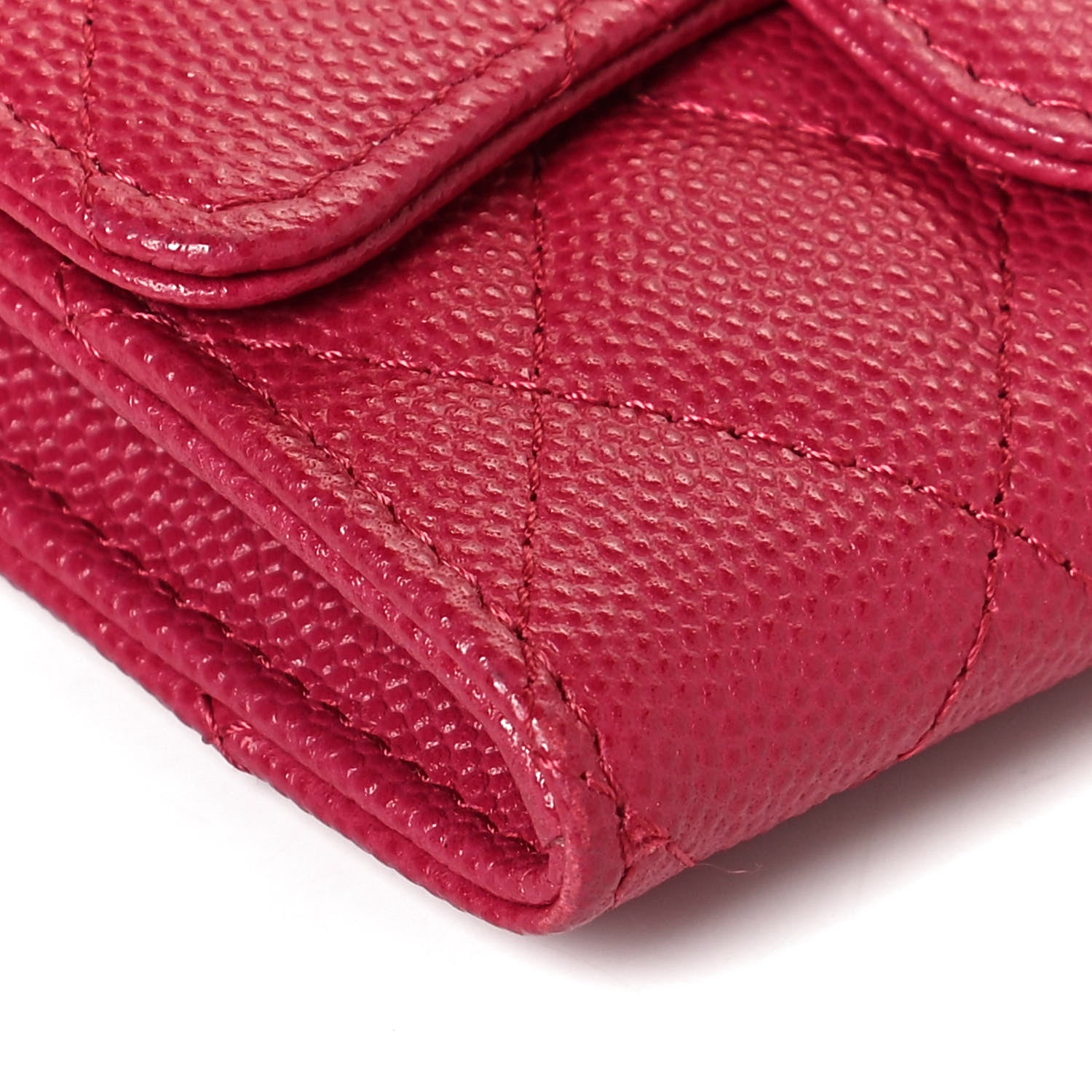 Chanel Caviar Quilted Flap Card Holder Wallet Dark Pink 10 of 12