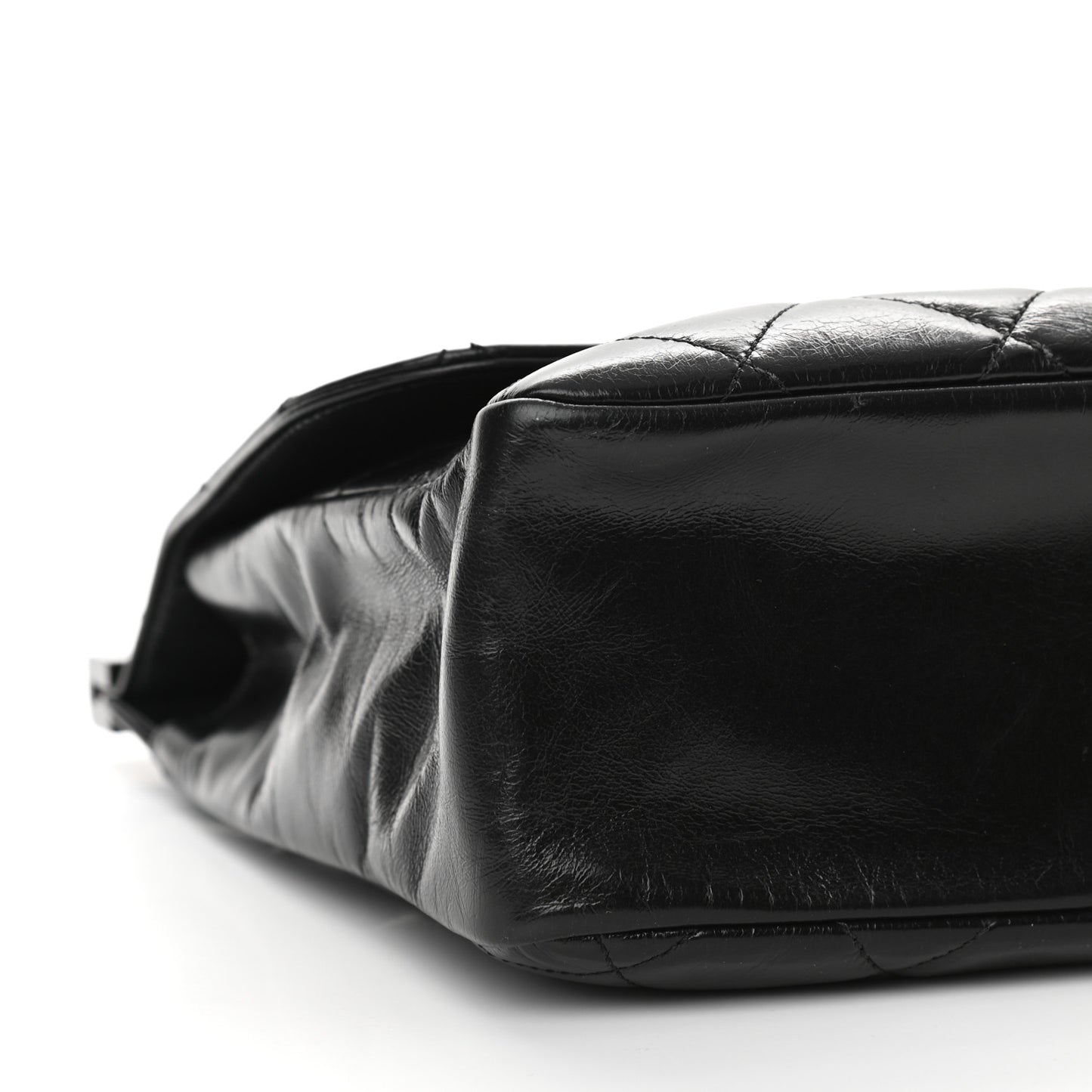 Glazed Calfskin Quilted Small CC Delivery Tote Black