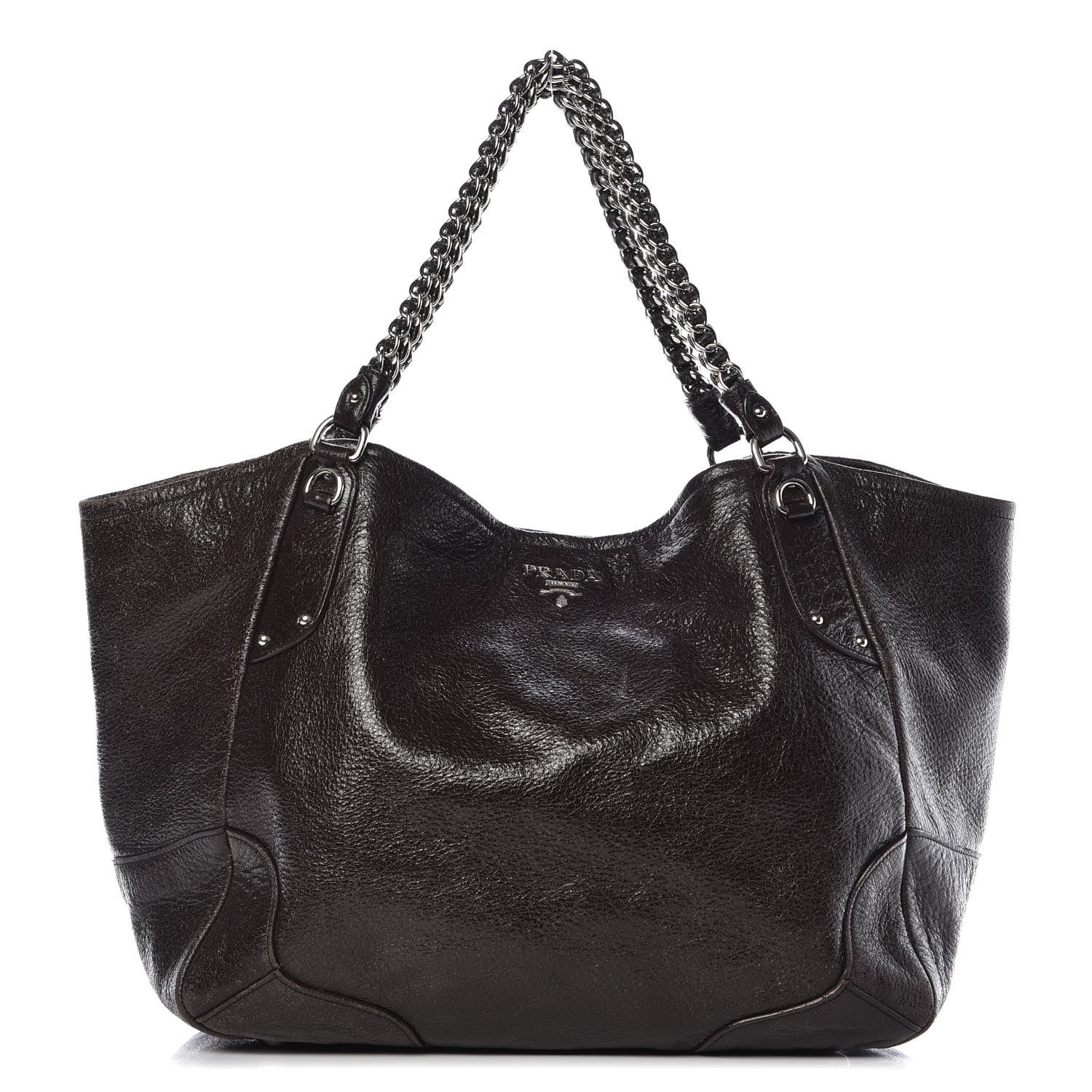 Prada Cervo Lux Chain Shoulder Bag Ebano 1 of 9