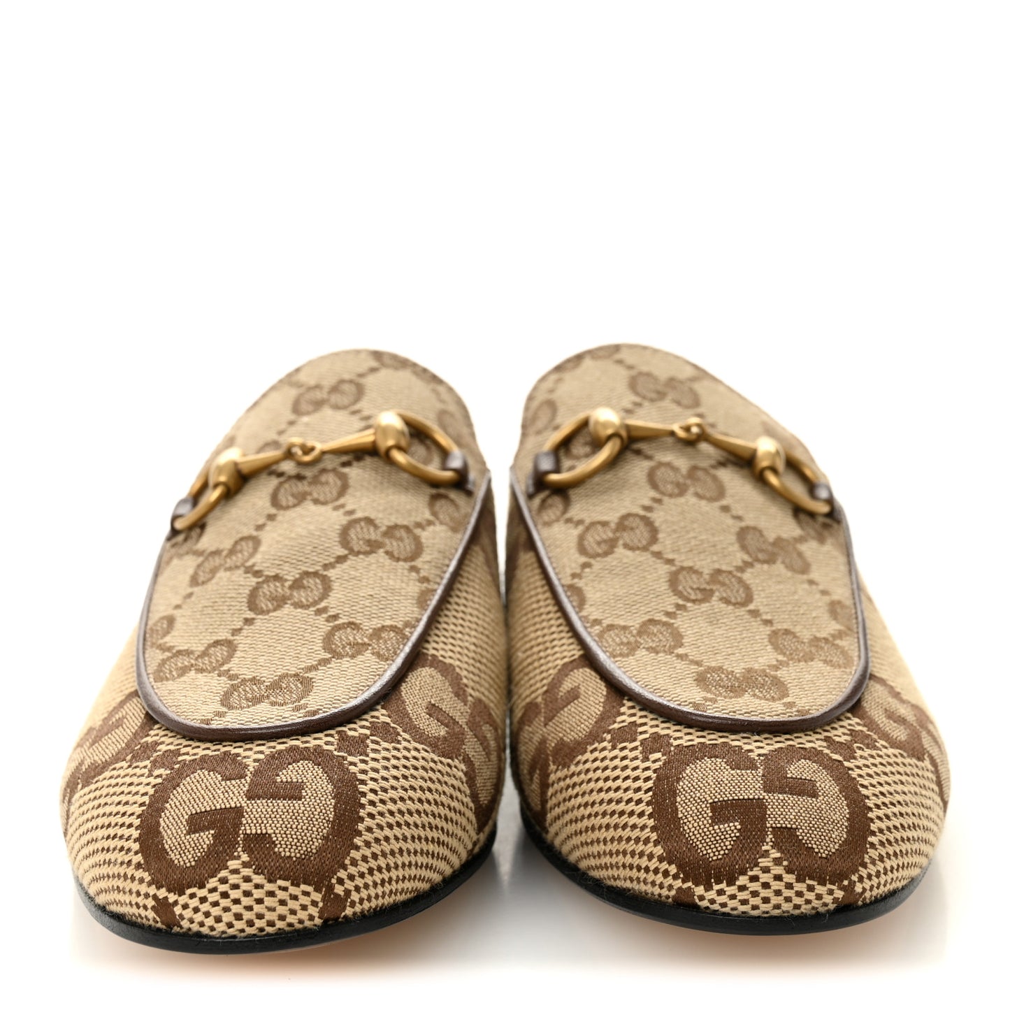 Monogram Jumbo GG Malaga Kid Womens Princetown Slippers 35 Camel Ebony New Acero Beige