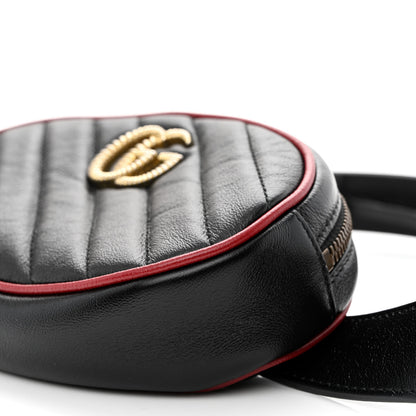 Gucci Azalea Calfskin Matelasse Diagonal Torchon GG Marmont Belt Bag 95 38 Black Romantic Cerise 10 of 12
