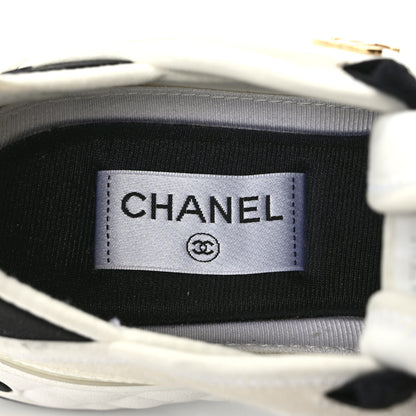 Chanel Velvet Calfskin Mixed Fibers CC Sneakers 38 Ivory Black 8 of 10