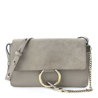 Chloe Suede Calfskin Small Faye Shoulder Bag Motty Grey 1 of 9