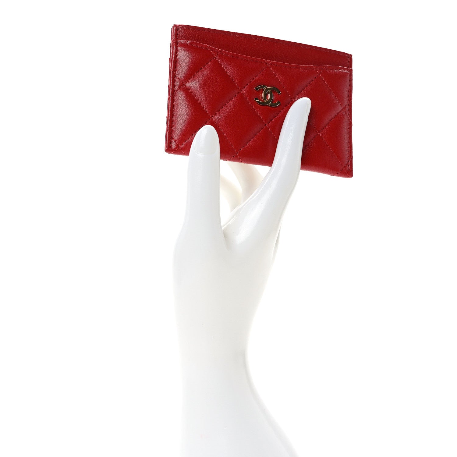 Chanel Lambskin Quilted Card Holder Red 2 of 9