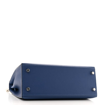 Hermes Epsom Kelly Sellier 25  Bleu Tie 4 of 12