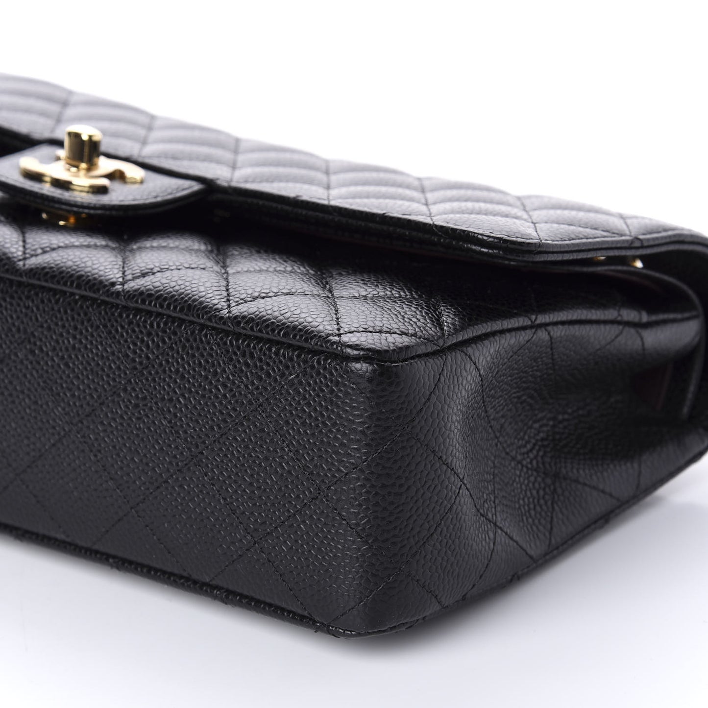 Caviar Quilted Medium Double Flap Black