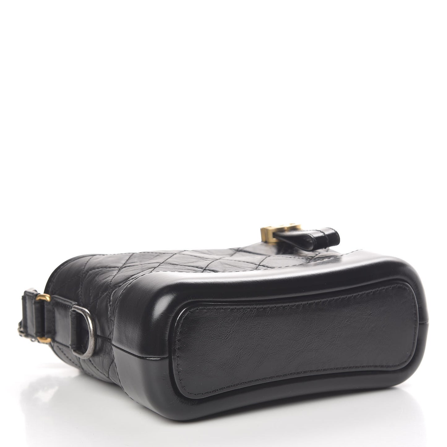 Aged Calfskin Quilted Small Gabrielle Hobo Black