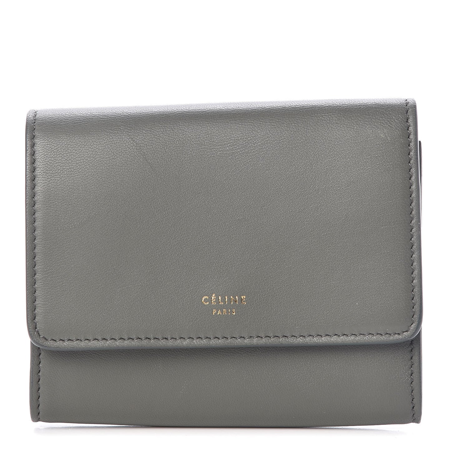 Smooth Calfskin Compact Wallet Smoke