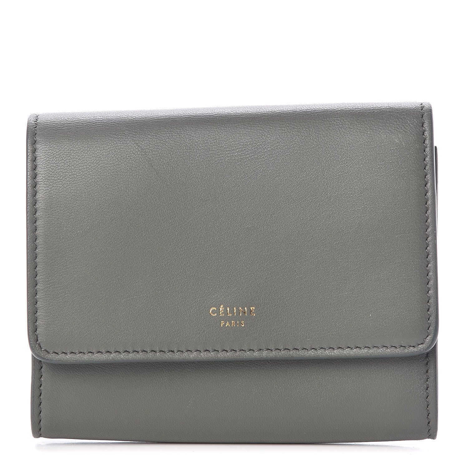 Celine Smooth Calfskin Compact Wallet Smoke 1 of 11