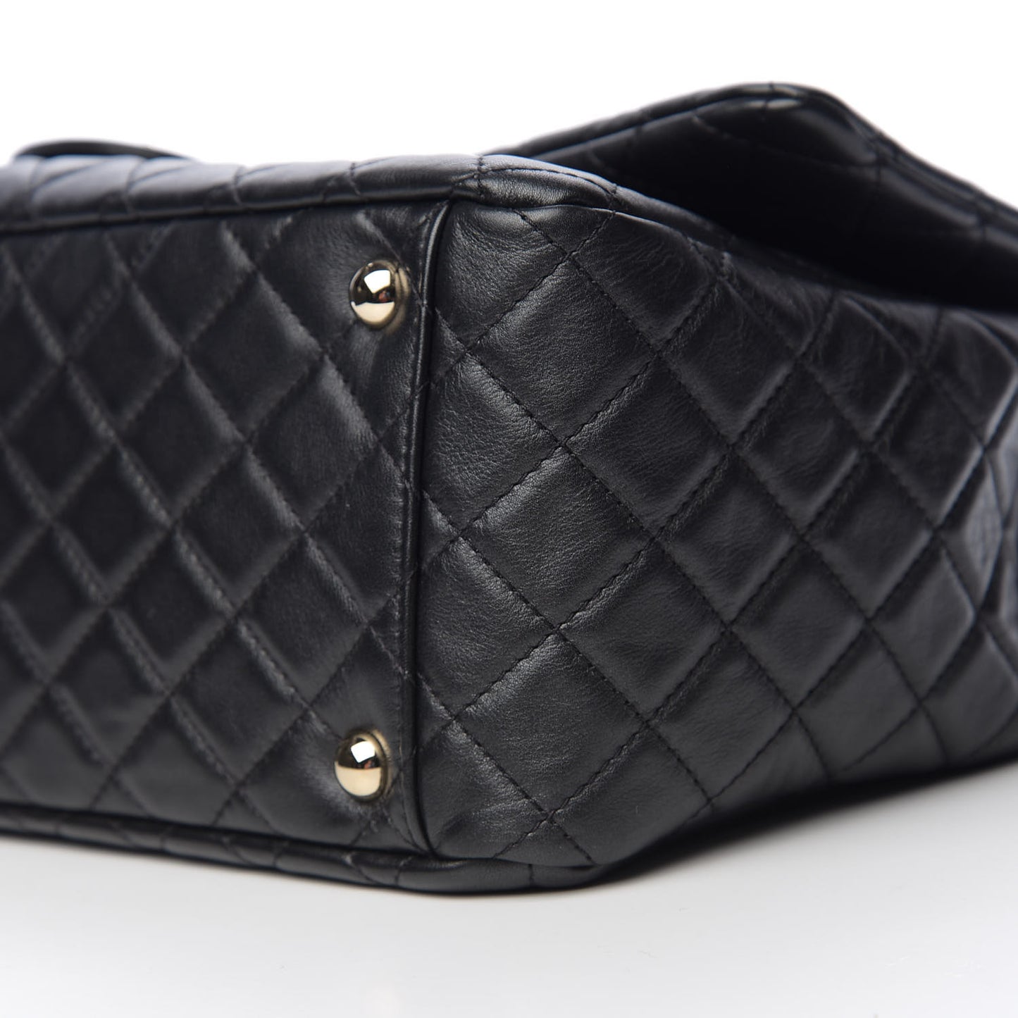 Calfskin Quilted XXL Travel Flap Bag Black