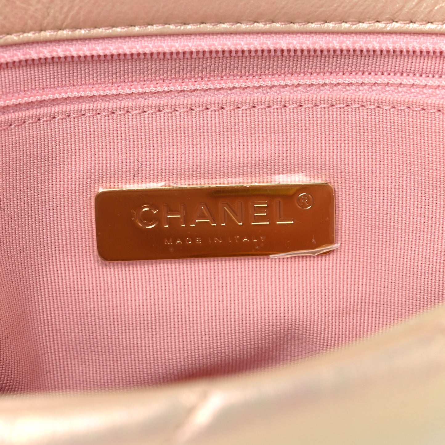Iridescent Lambskin Quilted Medium Chanel 19 Flap Pink