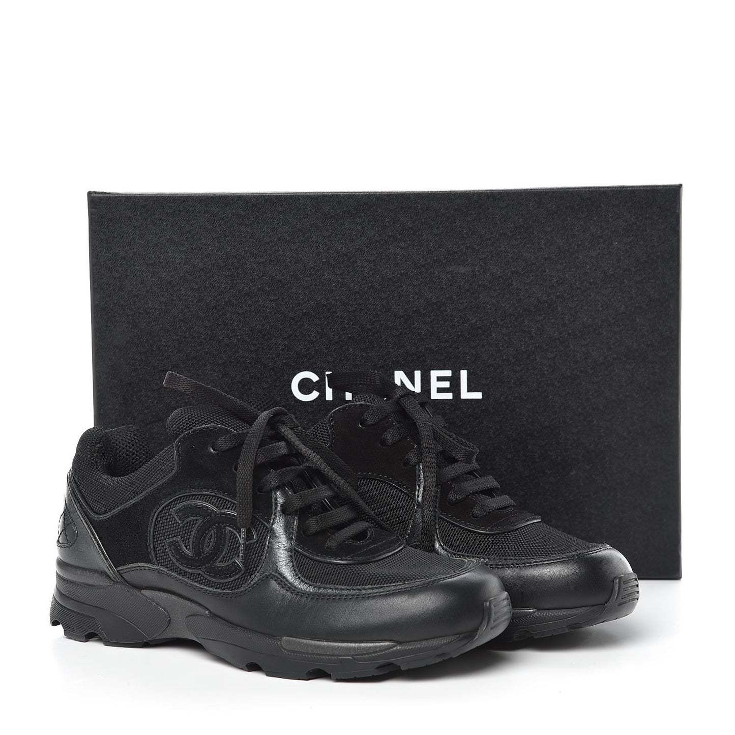 Toile Suede Calfskin CC Sneakers 35 Black