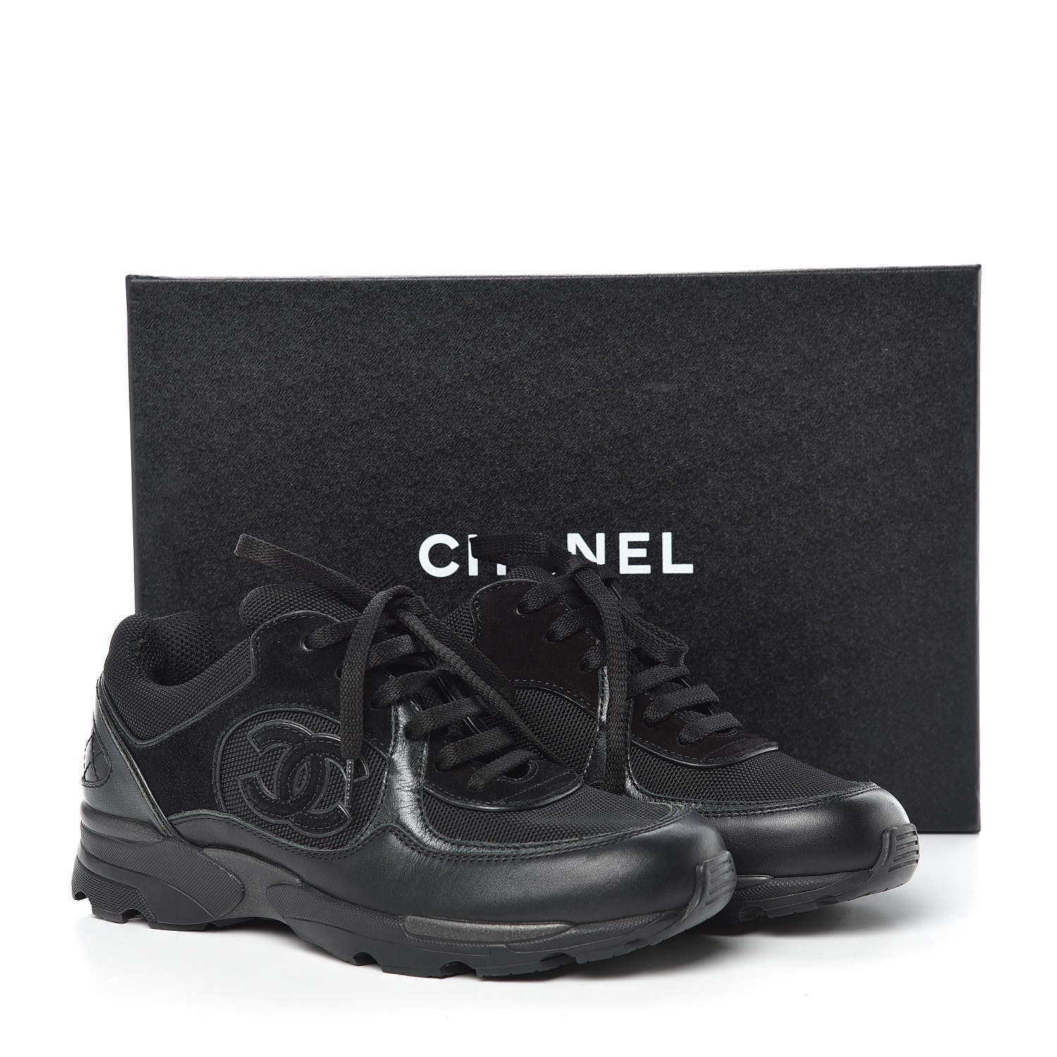 Chanel Toile Suede Calfskin CC Sneakers 35 Black 8 of 8