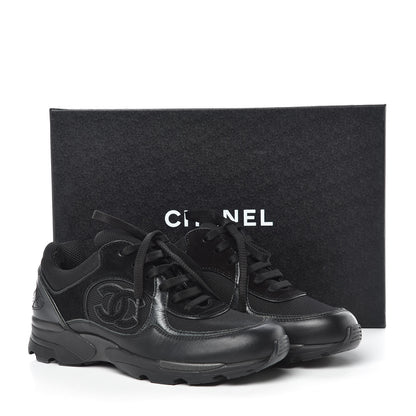 Chanel Toile Suede Calfskin CC Sneakers 35 Black 8 of 8