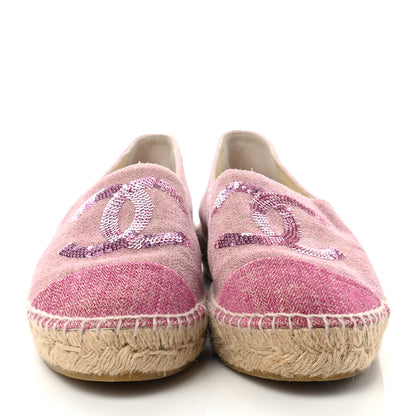 Chanel Toile Sequin CC Espadrilles 39 Pink Dark Pink 2 of 8
