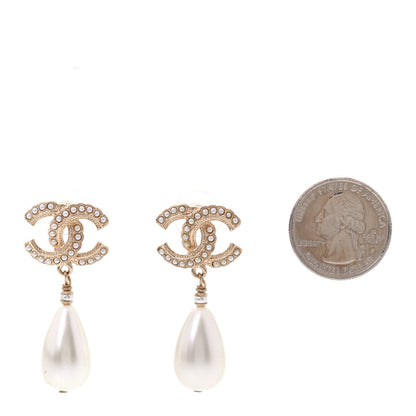 Chanel Pearl CC Drop Earrings Gold Pearly White 2 of 4