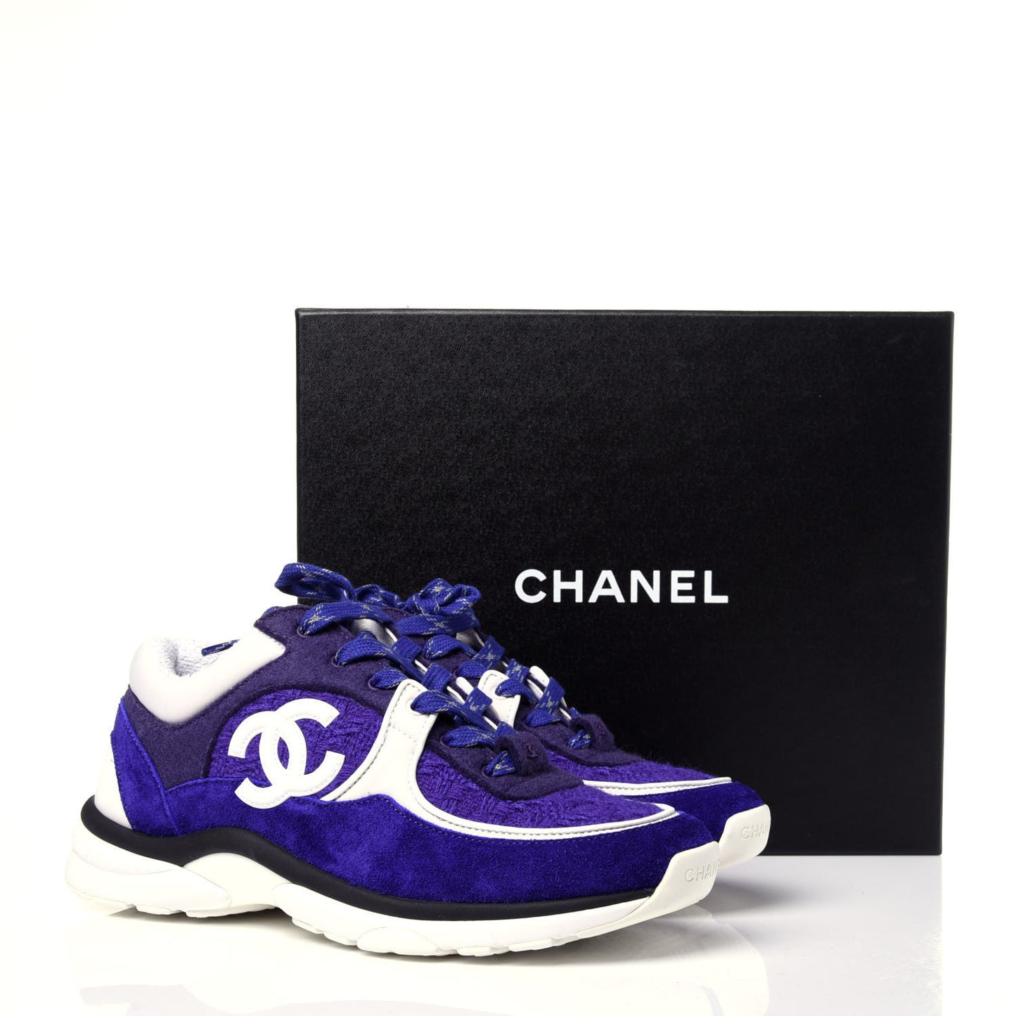 Suede Tweed Felt CC Sneakers 39 Purple