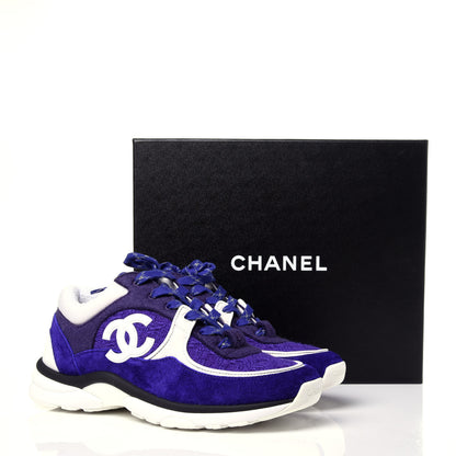 Chanel Suede Tweed Felt CC Sneakers 39 Purple 10 of 10