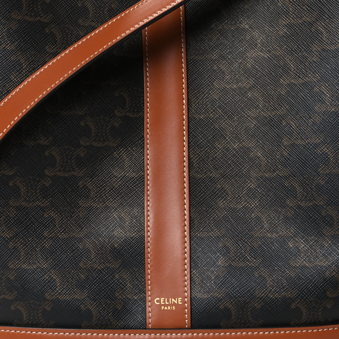 Triomphe Canvas Calfskin Medium Bucket Bag Tan