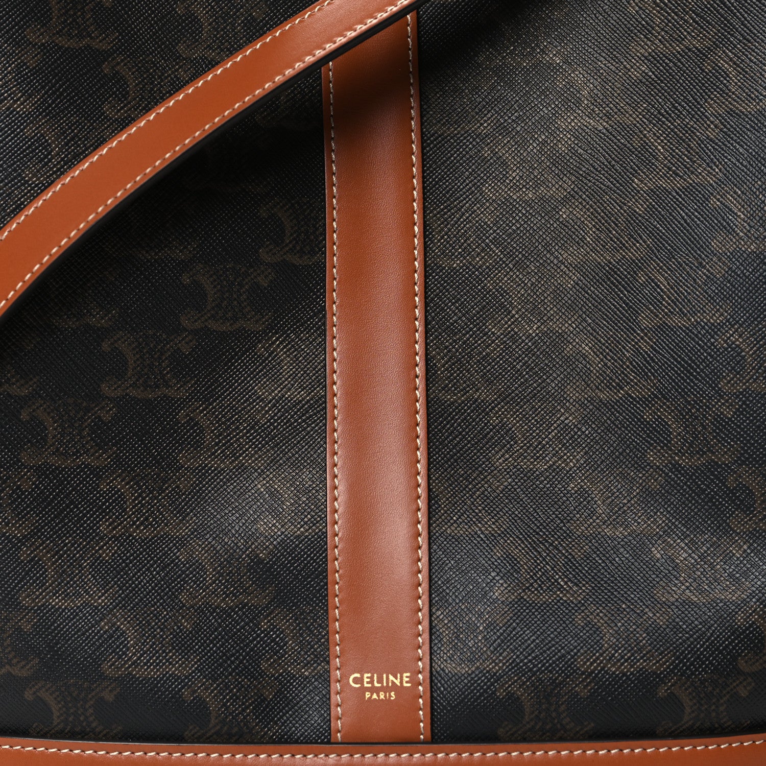 Celine Triomphe Canvas Calfskin Medium Bucket Bag Tan 8 of 10