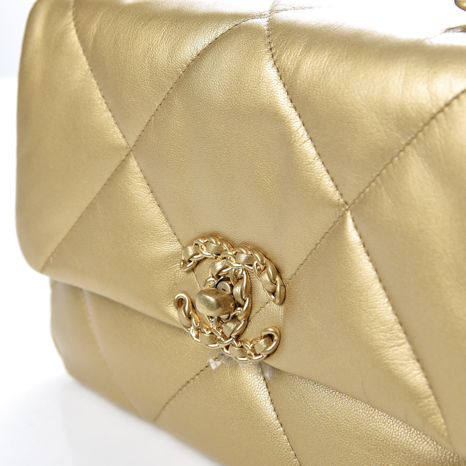 Chanel Metallic Goatskin Quilted Medium 19 Flap Gold 10 of 10