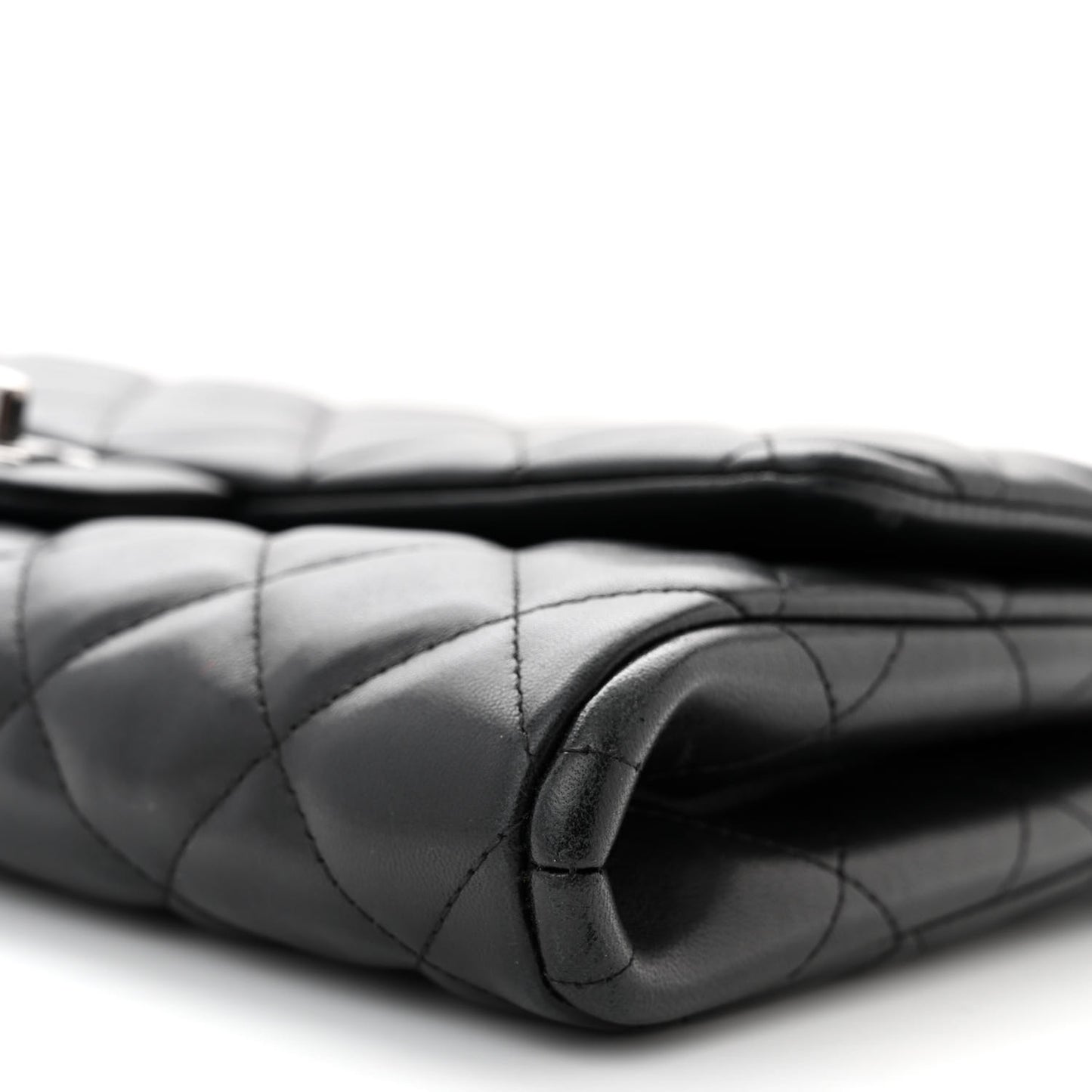 Lambskin Quilted Clutch With Chain Flap Black