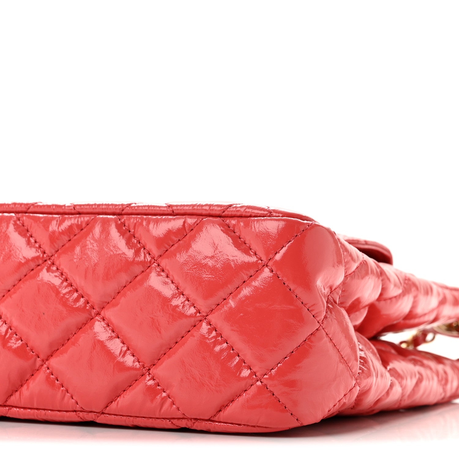 Chanel Shiny Crumpled Calfskin Quilted Wavy CC Hobo Red 9 of 12