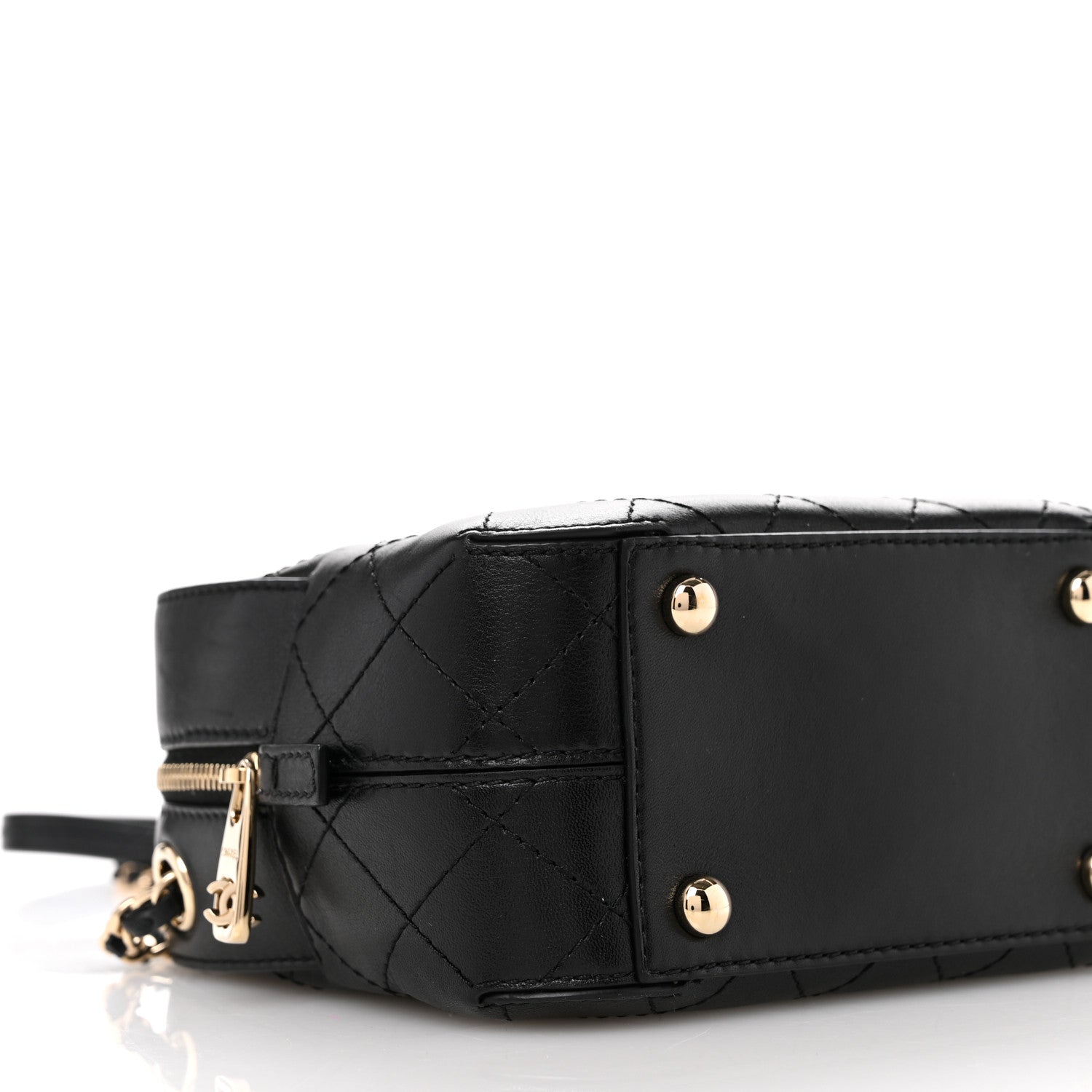 Chanel Calfskin Stitched Enamel CC Camera Case Bag Black 9 of 10