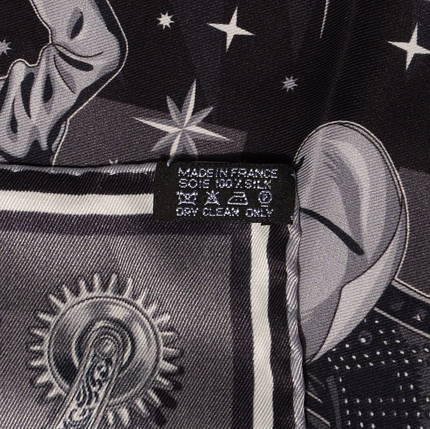 Hermes Silk C'Est La Fete Scarf 70 Gris Anthracite Gris Fonce 5 of 6