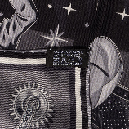 Hermes Silk C'Est La Fete Scarf 70 Gris Anthracite Gris Fonce 5 of 6