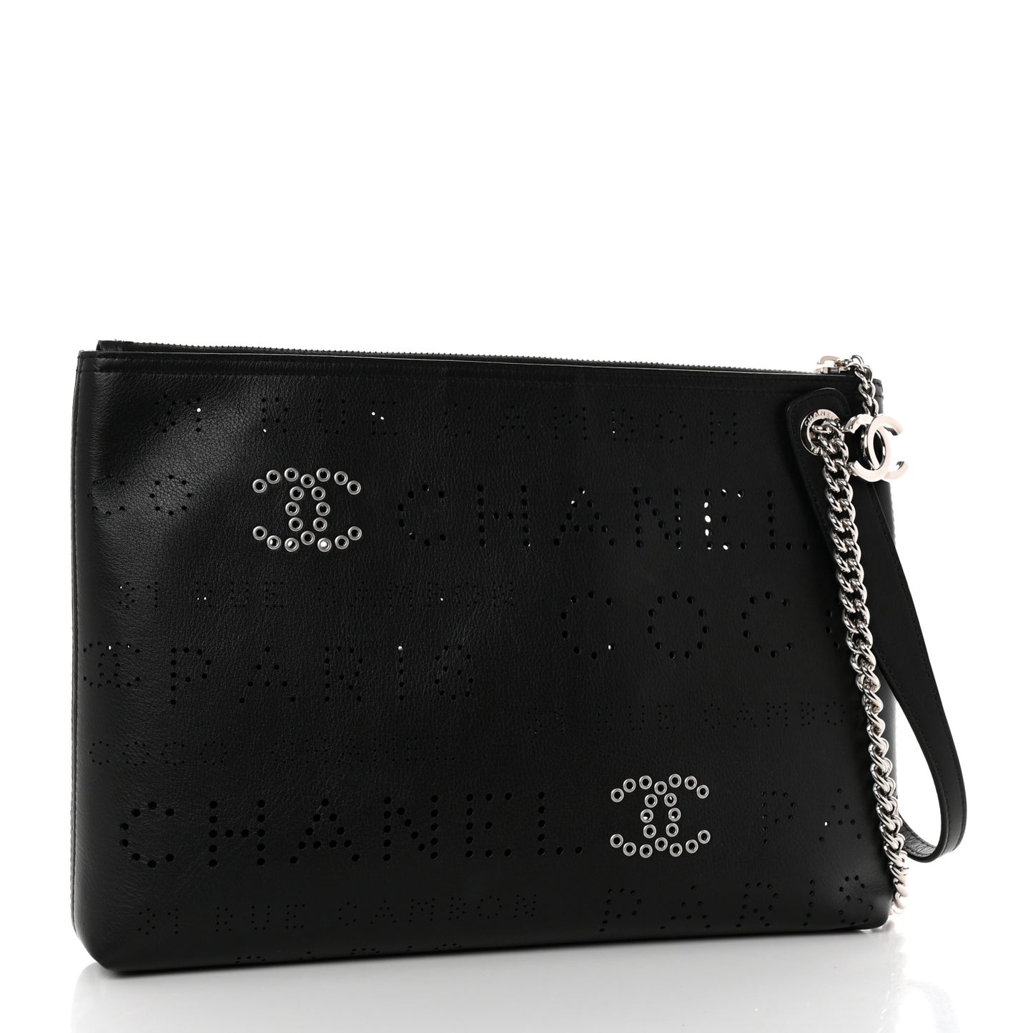 Calfskin Eyelets Clutch Black