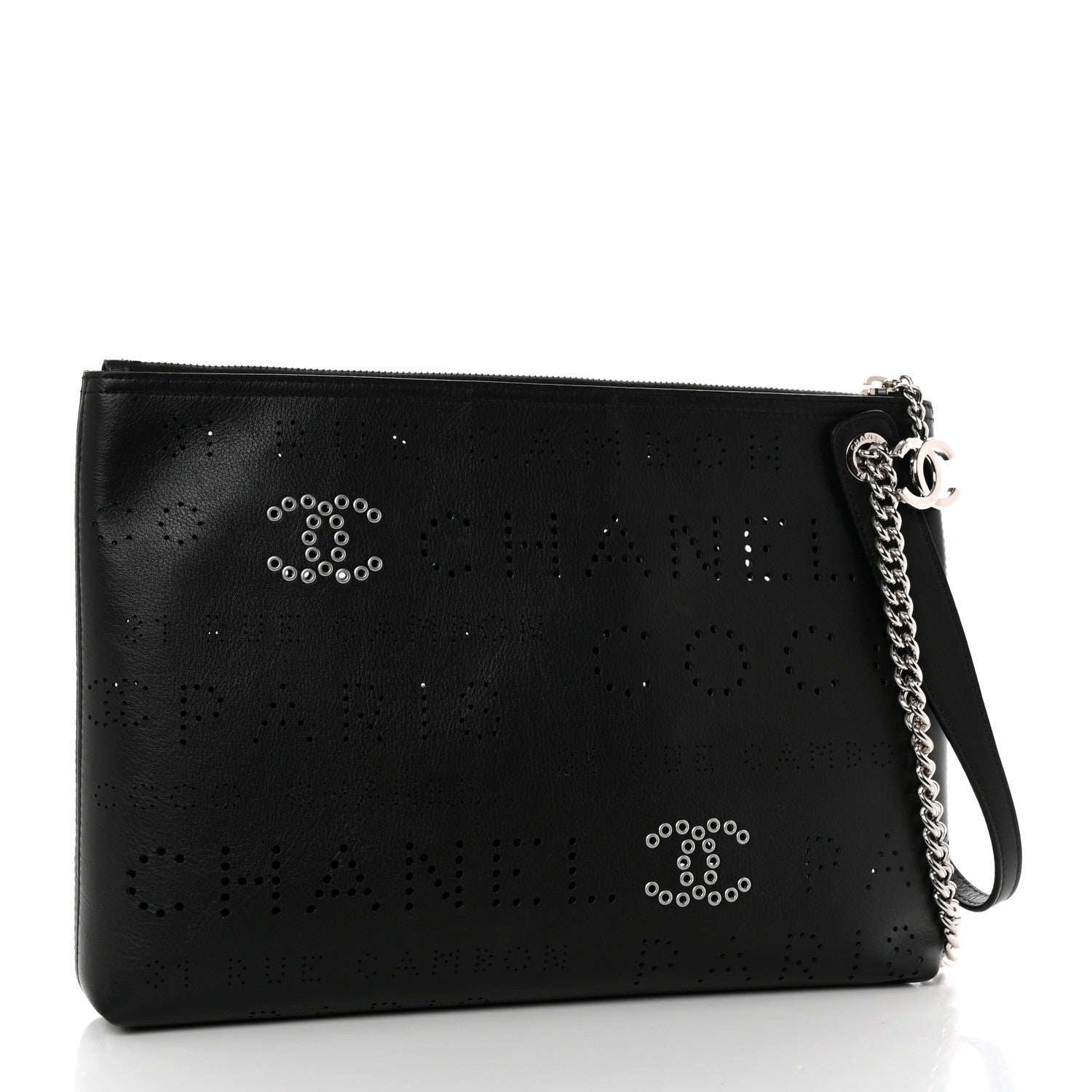 Chanel Calfskin Eyelets Clutch Black 3 of 8