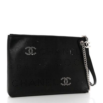 Chanel Calfskin Eyelets Clutch Black 3 of 8