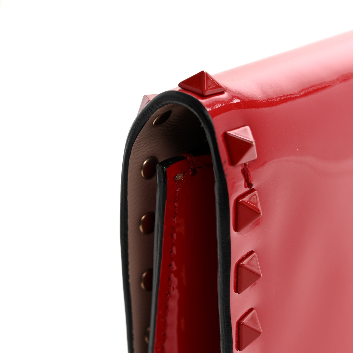 Valentino Garavani Patent Monochrome Rockstud Wristlet Clutch Rosso Valentino 9 of 9