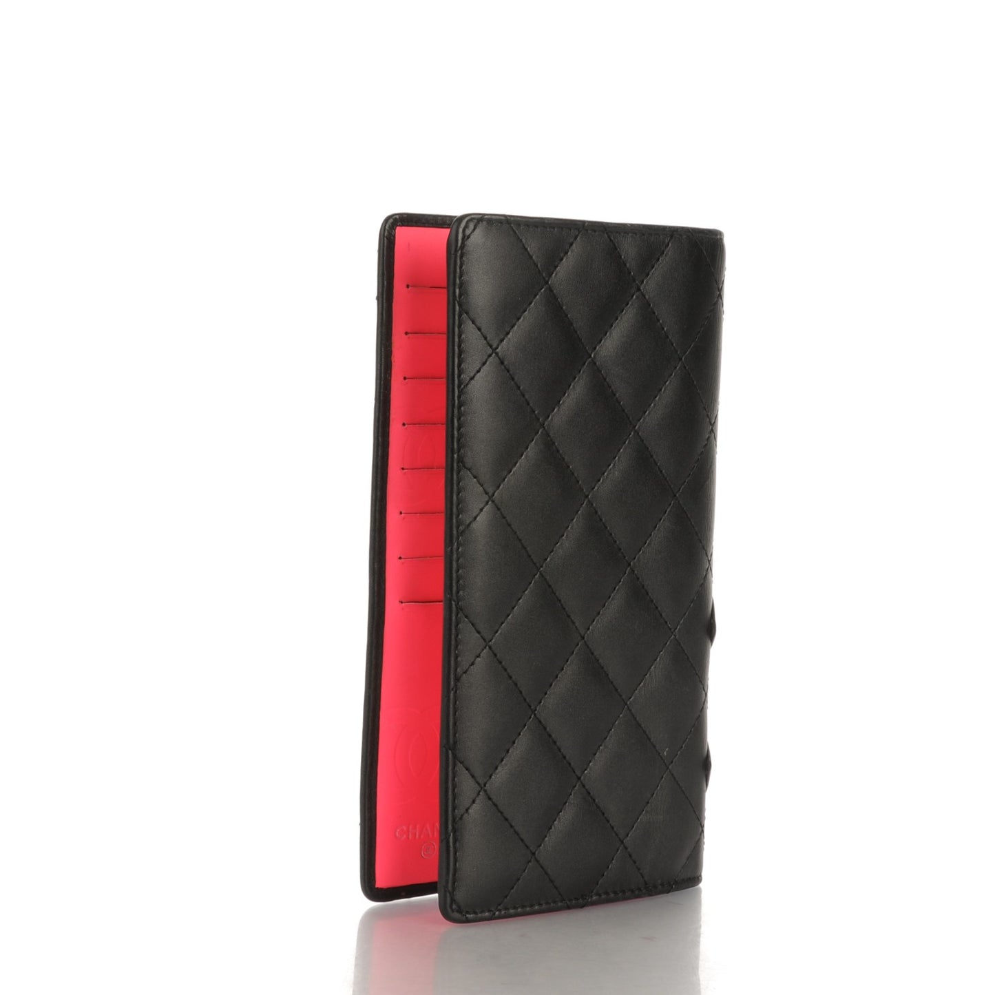 Calfskin Quilted Cambon Yen Wallet Black