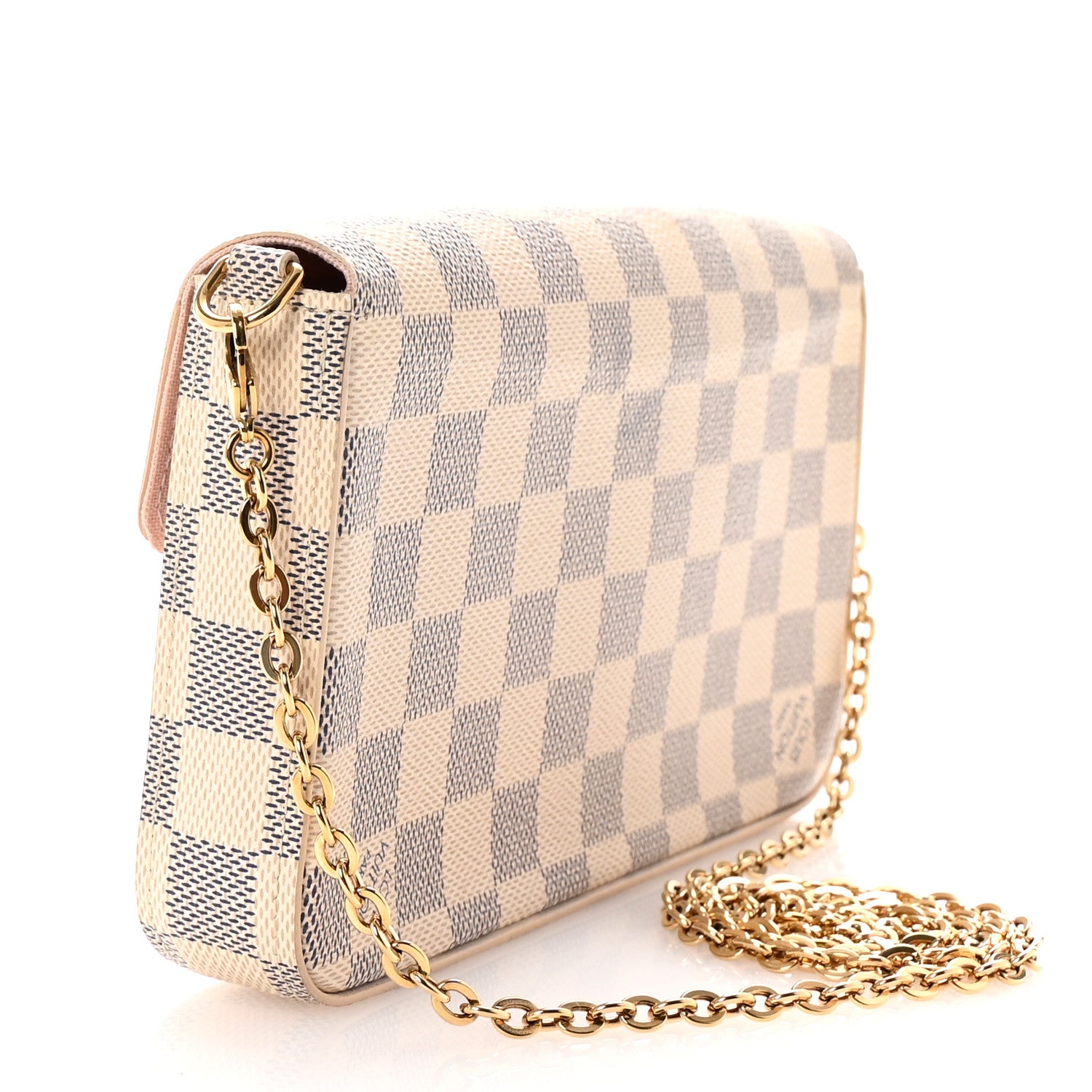 Louis Vuitton Damier Azur Pochette Felicie Chain Wallet Rose Ballerine 4 of 10