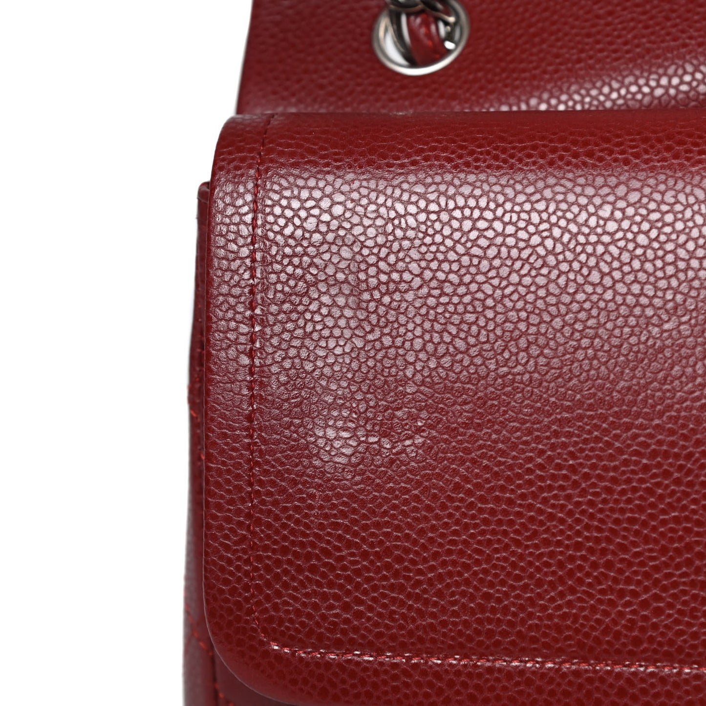 Caviar Quilted Jumbo Double Flap Dark Red
