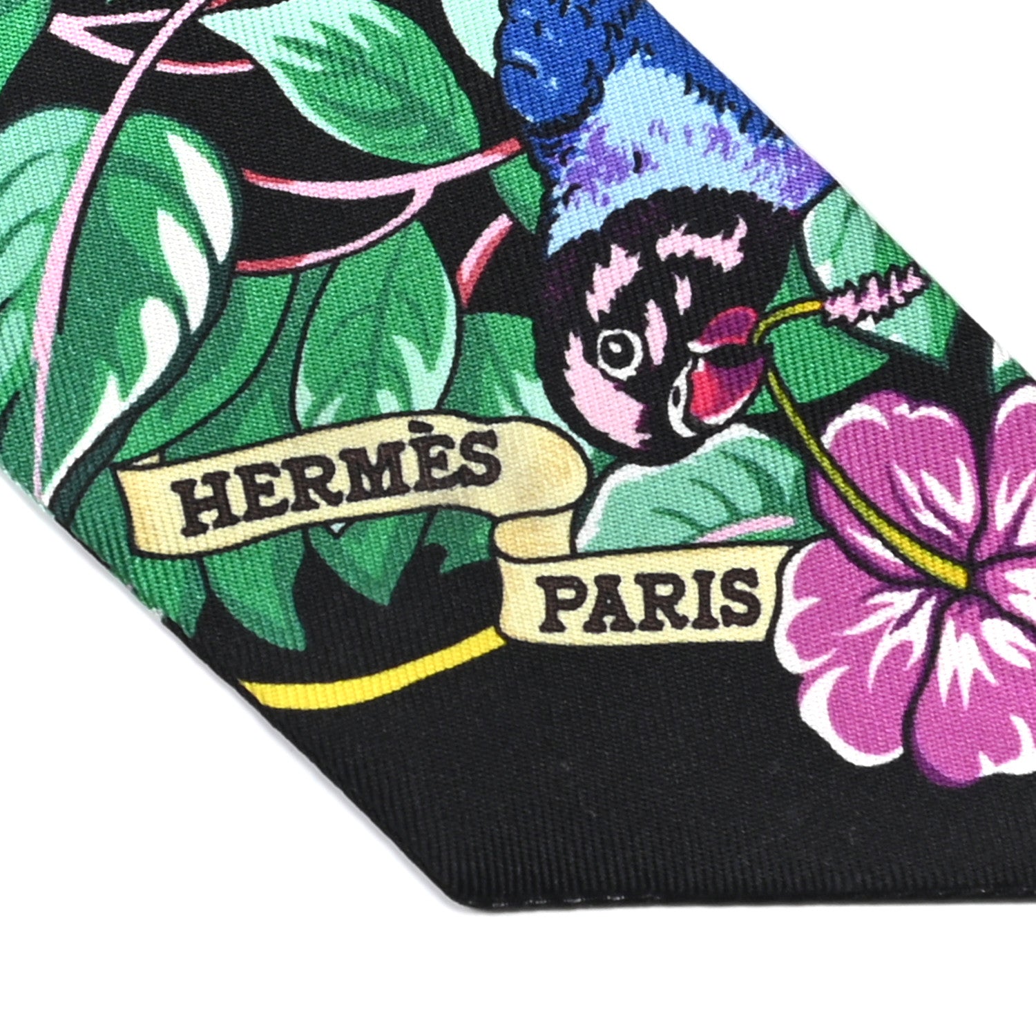 Hermes Silk Jungle Love Love Twilly Black Vert Rose Vif 3 of 5
