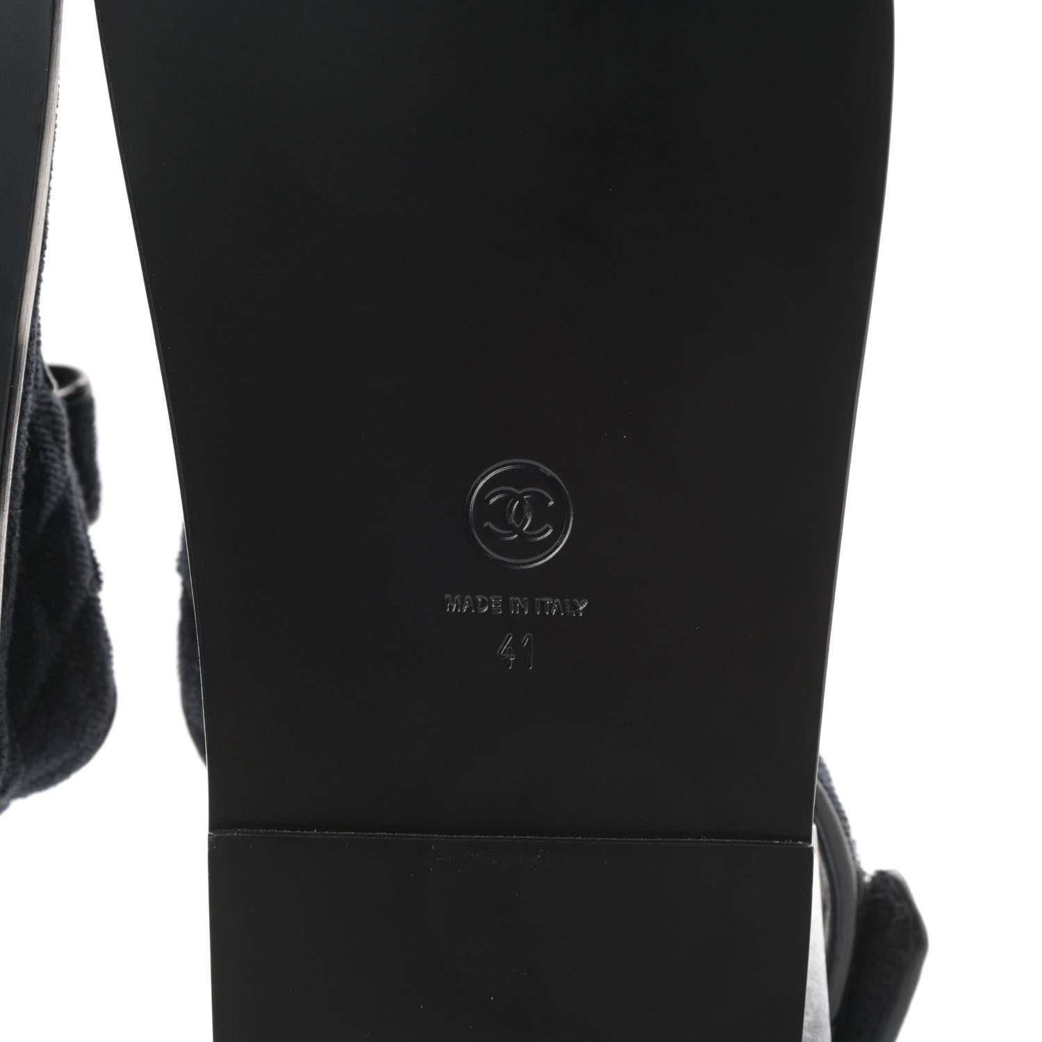 Chanel Velvet Velcro Dad Sandals 41 Navy Blue 6 of 9