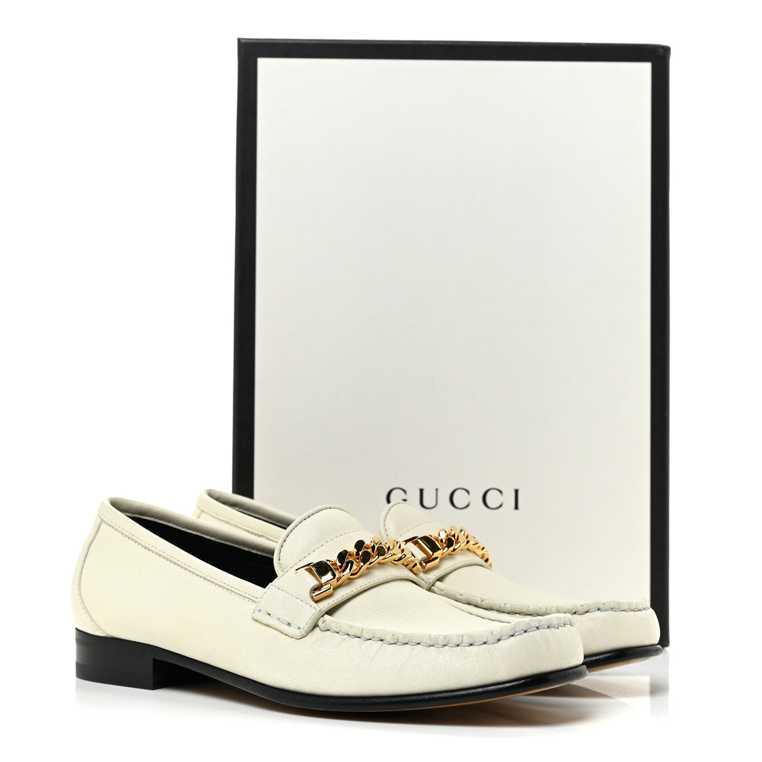 Gucci Calfskin Womens Chain Loafers 38.5 White 11 of 11