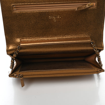 Chanel Metallic Lambskin Timeless Wallet on Chain WOC Gold 5 of 12