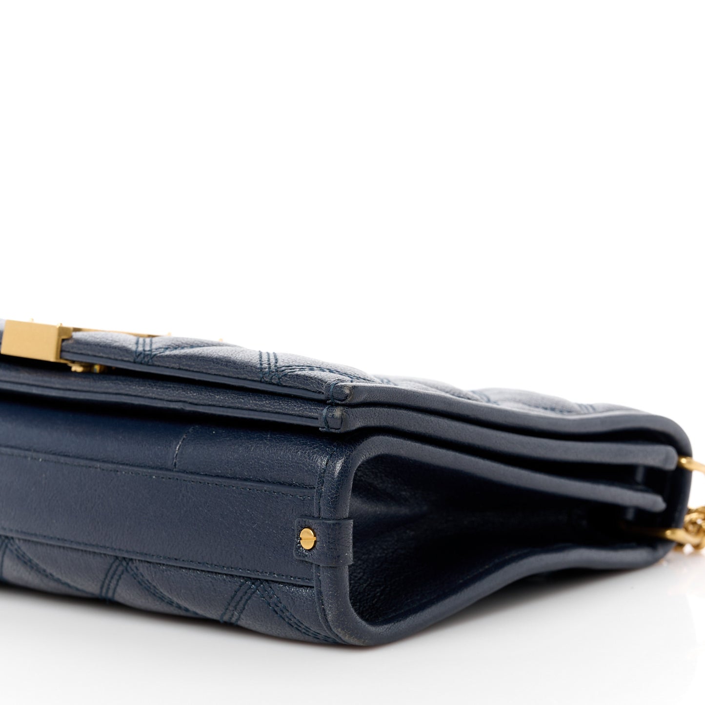 Lambskin Quilted Mini Becky Chain Bag Blue Charron