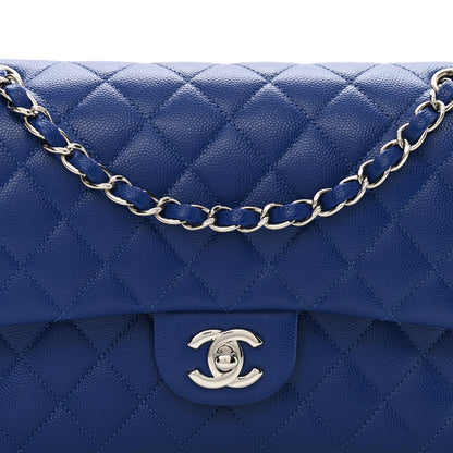 Chanel Caviar Quilted Medium Double Flap Blue 8 of 10
