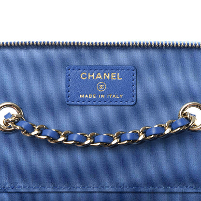 Chanel Raffia Jute Striped Small Vanity Case With Chain Blue Beige 8 of 10