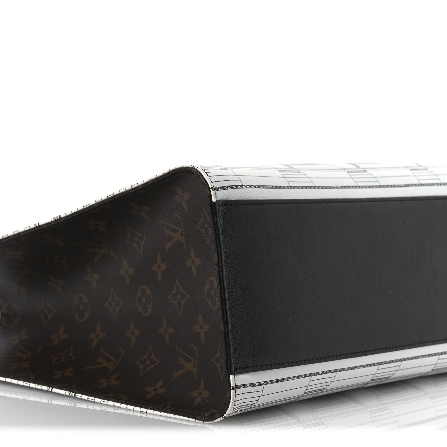 Louis Vuitton X FORNASETTI Calfskin Architettura Onthego MM Black White 8 of 9